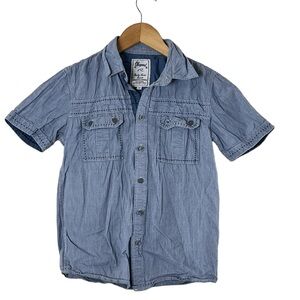 Request | Blue cotton short sleeve casual button down shirt Boy’s size s…